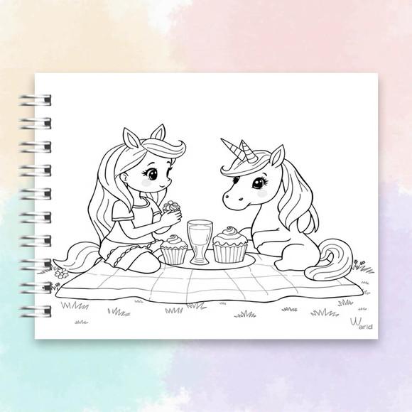 Arquivo Digital Livro de Colorir Menina e Unicórnio
