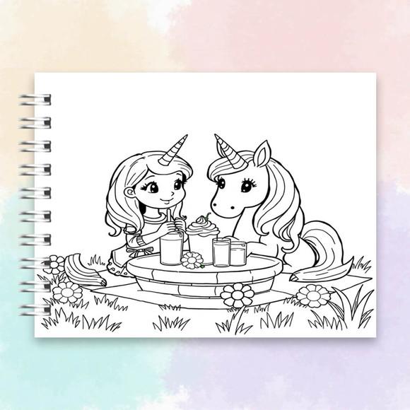 Arquivo Digital Livro de Colorir Menina e Unicórnio