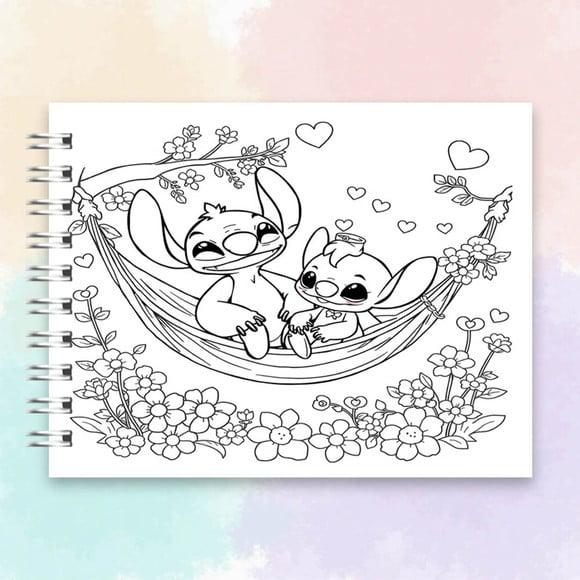 Arquivo Digital Livro de Colorir Stitch e Angel