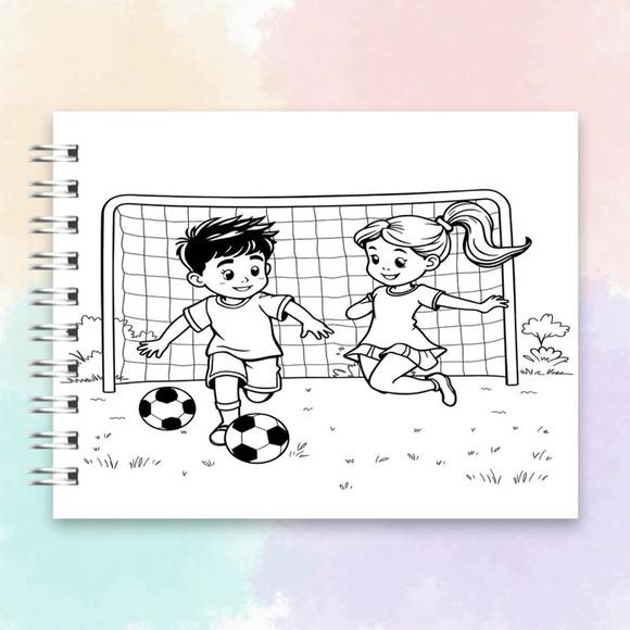 Arquivo Digital: Livro de Colorir Futebol Menino e Menina