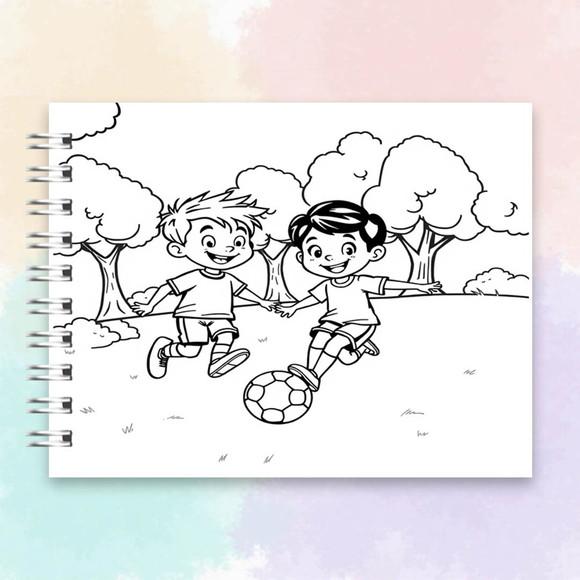 Arquivo Digital: Livro de Colorir Futebol Menino e Menina
