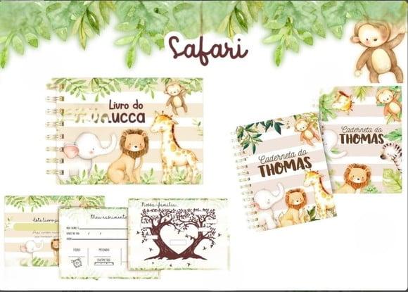 Caderneta Livro do Bebê e Bloquinho Safári - Arquivo Digital