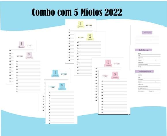 Combo 5 Miolos Agenda 2022 - Arquivo Digital