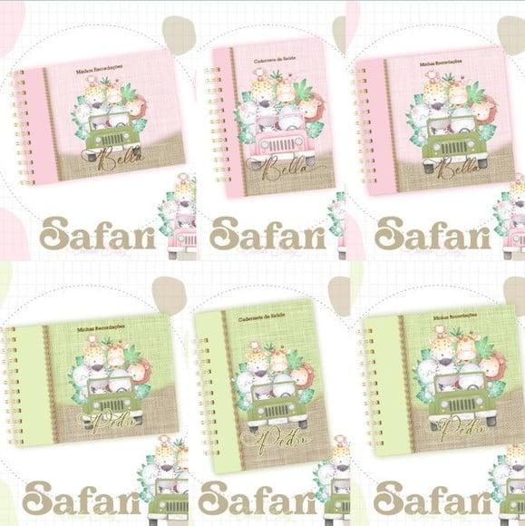 Combo Caderneta e Livro Safari Menina e Menino 2 Arquivo