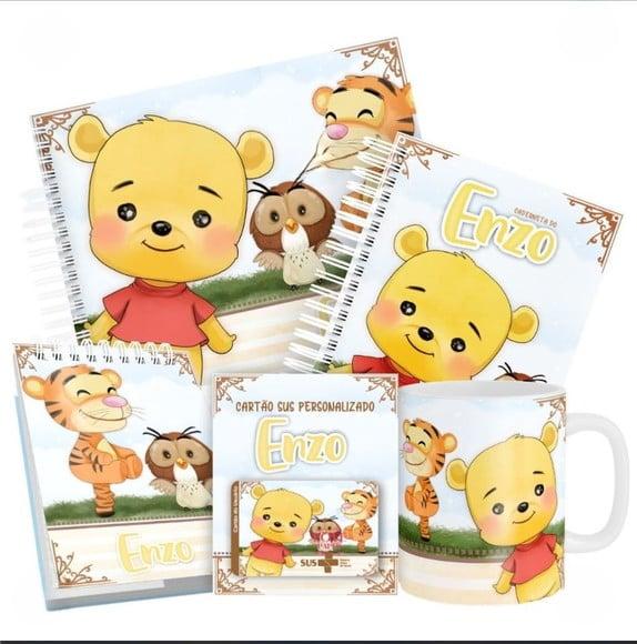 Combo Caderneta e Livro Ursinho Pooh Menino Arquivo Digital