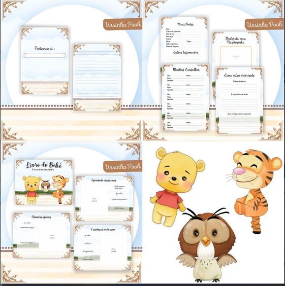 Combo Caderneta e Livro Ursinho Pooh Menino Arquivo Digital