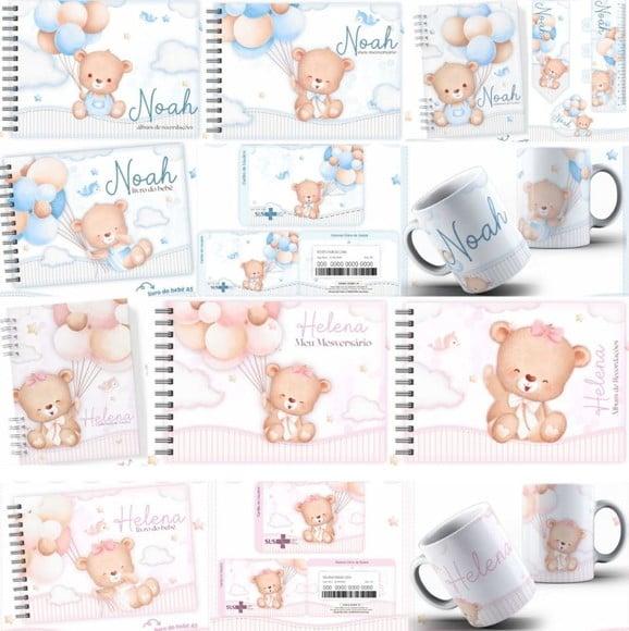 Combo Caderneta e Livros Ursinho Baby Aquarela Arquivo