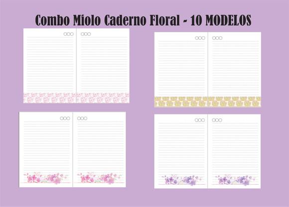Combo Miolo Caderno Floral - 10 MODELOS
