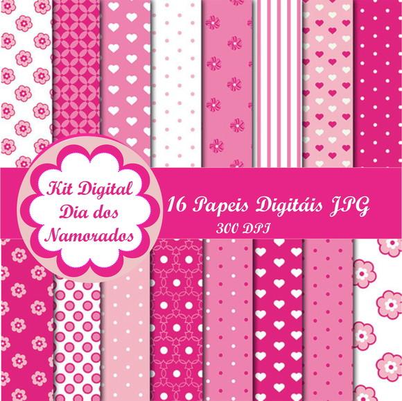 Dia dos Namorados Kit Digital Rosa Pink