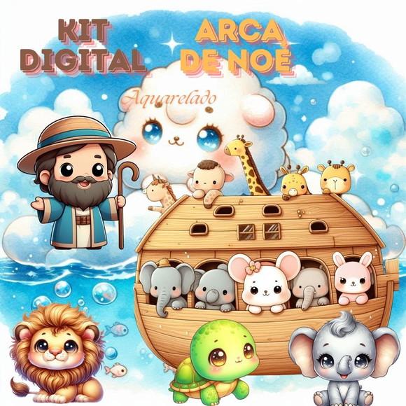 Kit Digital arca de Noé Aquarela