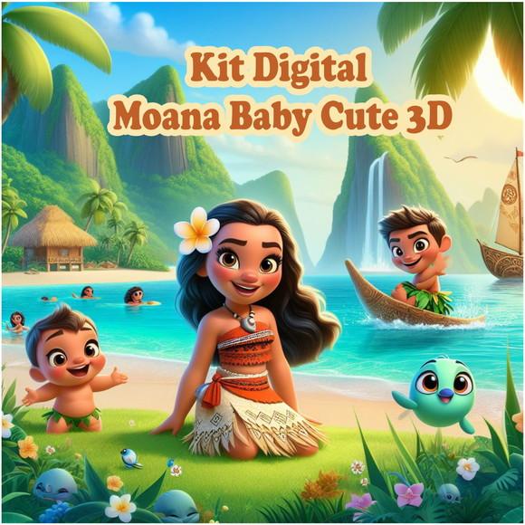 Kit Digital 3d Moana Bebê Cute