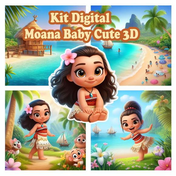 Kit Digital 3d Moana Bebê Cute