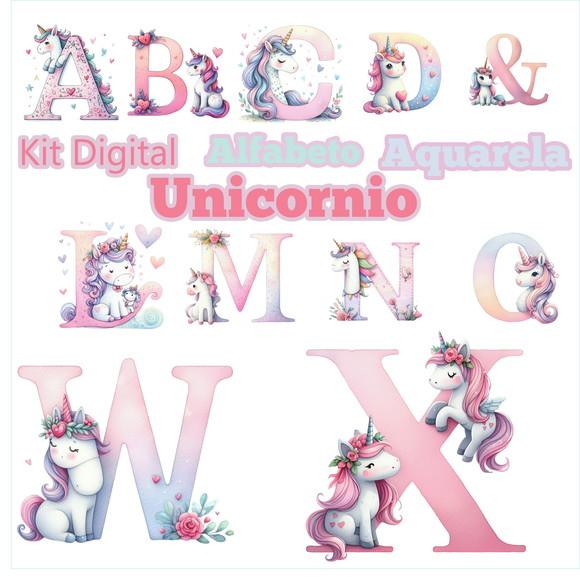 Kit Digital Alfabeto Unicornio, Dia dos Namorados