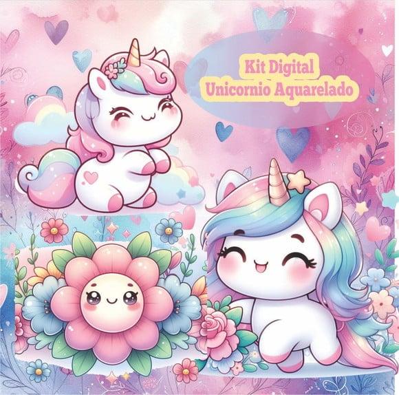 Kit Digital de Unicórnio Kawaii