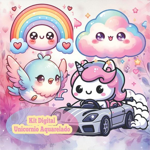 Kit Digital de Unicórnio Kawaii