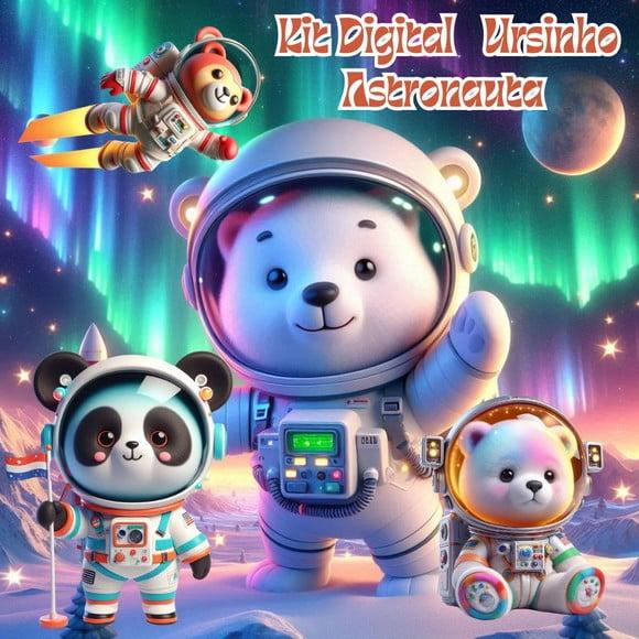 Kit Digital de Ursinhos Astronautas em 3d