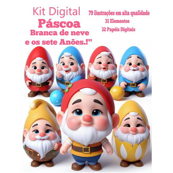 Kit Digital Páscoa Branca de Neve e os Sete Anões.