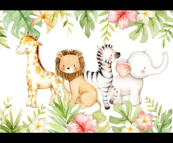 Kit Digital Safari Aquarelado Lovely Jungle