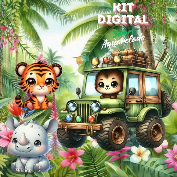 Kit Digital Safari Aquarelado