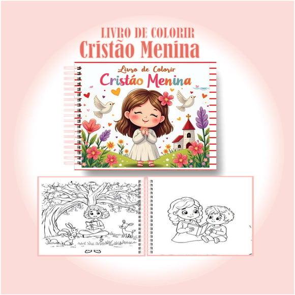 Livro de Colorir Fofo Cristão Menina Arquivo Digital