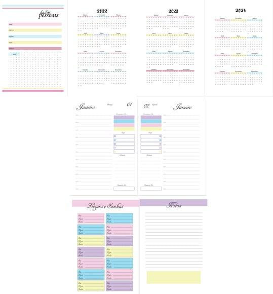 Miolo de Agenda Candy Color 2023 Arquivo Digital
