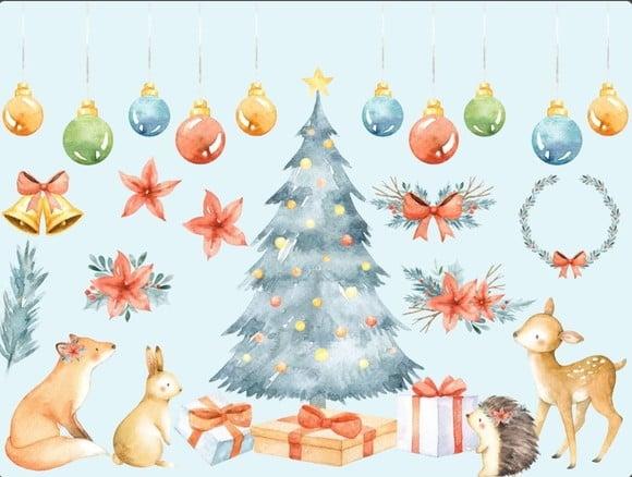 Natal Aquarela Kit Digital