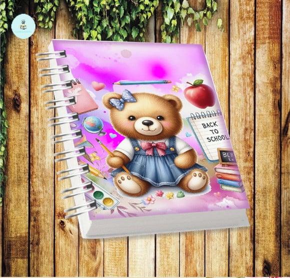 Volta às Aulas Arquivo Digital Combo Agenda Ursa, Aquarelado