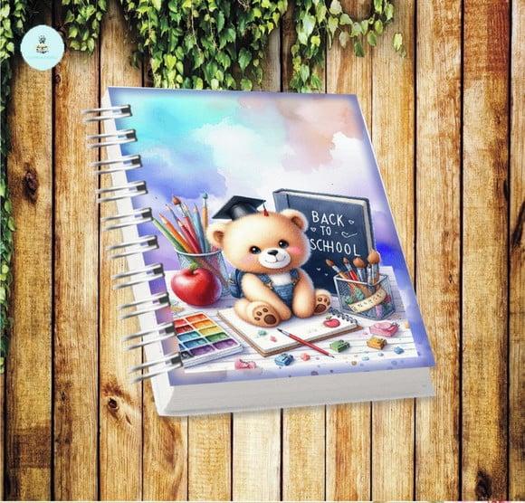 Volta às Aulas Arquivo Digital Combo Agenda Urso, Aquarelado