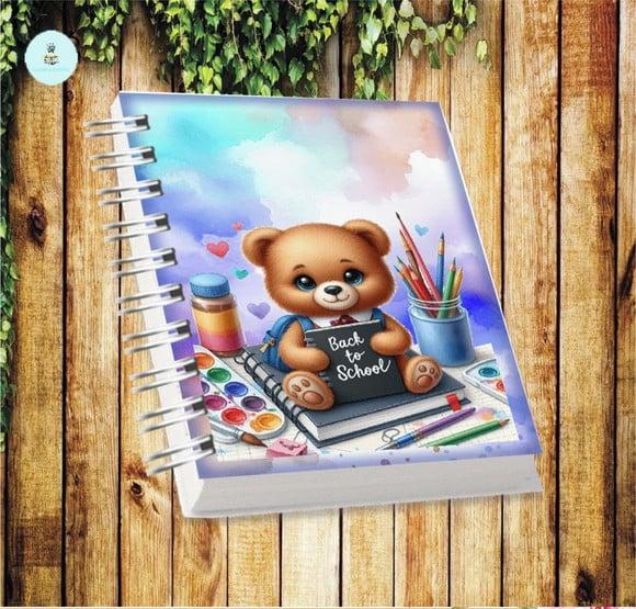 Volta às Aulas Arquivo Digital Combo Agenda Urso, Aquarelado