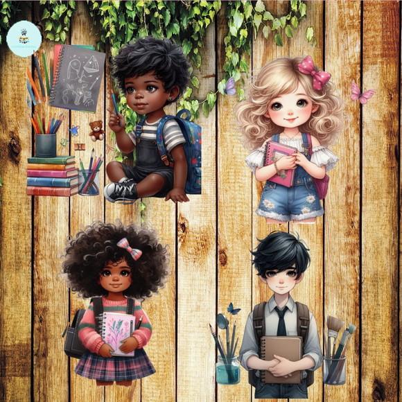 Volta às Aulas Kit Digital com 36 Personagens e 19 Elementos