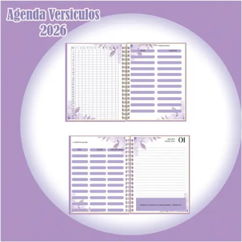 Agenda de Versículos 2026 Lilás Floral