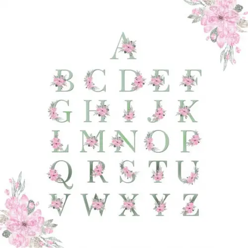 Alfabeto Floral Verde Kit Digital