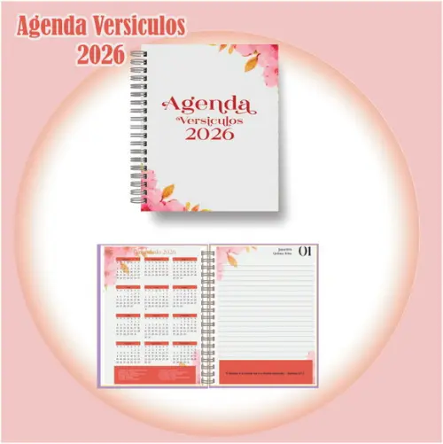 Arquivo Digital Agenda de Versículos 2026 Marsala Floral