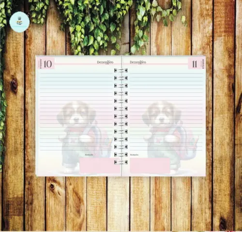 Arquivo Digital Combo Agenda Escolar Cachorrinho Aquarela 1