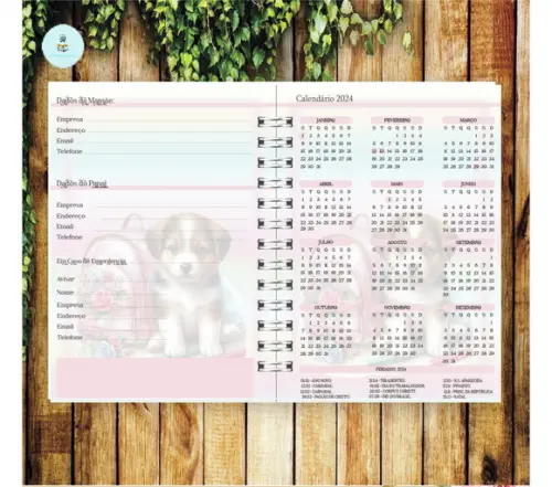 Arquivo Digital Combo Agenda Escolar Cachorrinho Aquarela 3
