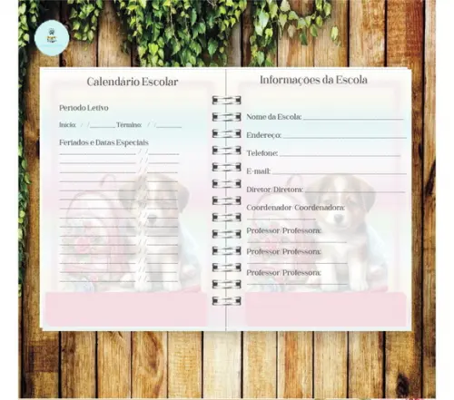 Arquivo Digital Combo Agenda Escolar Cachorrinho Aquarela 3