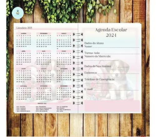 Arquivo Digital Combo Agenda Escolar Cachorrinho Aquarela 3