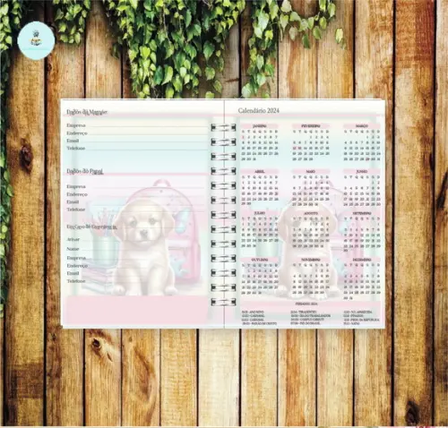 Arquivo Digital Combo Agenda Escolar Cachorrinho Aquarela 2