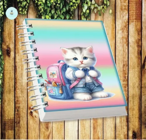 Arquivo Digital Combo Agenda Escolar Gatinho Aquarela 01