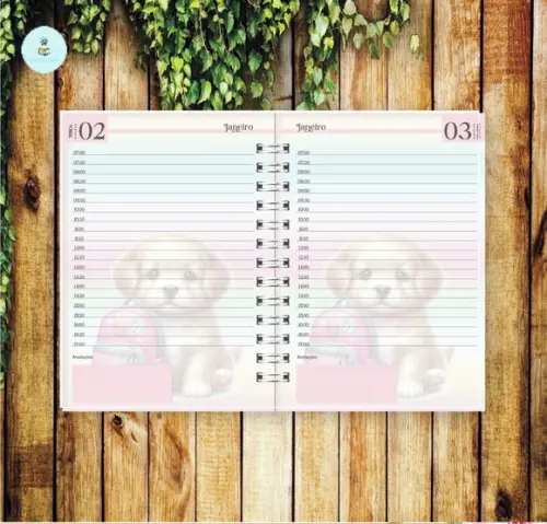 Arquivo Digital Combo Agenda Escolar Cachorrinho Aquarelado