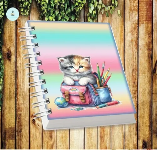 Arquivo Digital Combo Agenda Escolar Gatinho Aquarela 02