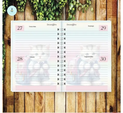Arquivo Digital Combo Agenda Escolar Gatinho Aquarela 01