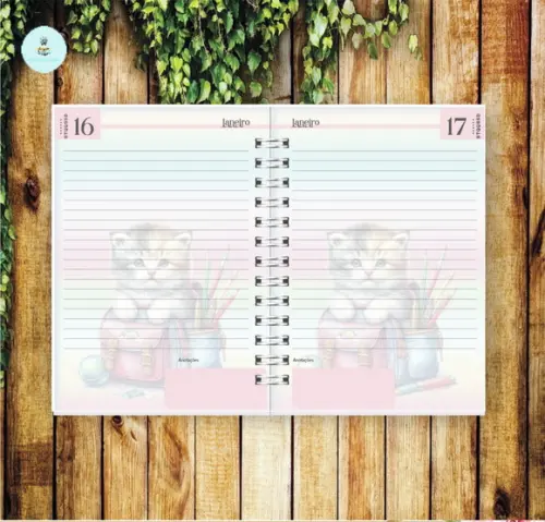 Arquivo Digital Combo Agenda Escolar Gatinho Aquarela 02