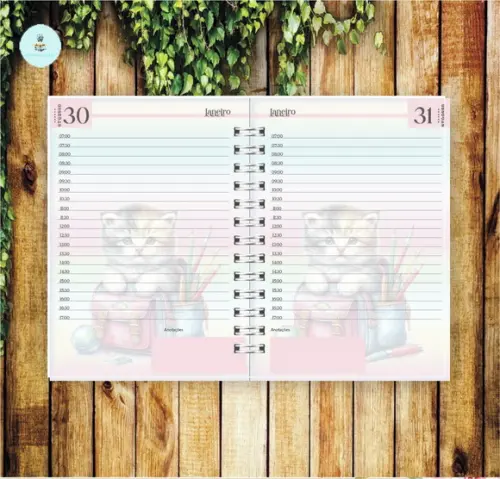 Arquivo Digital Combo Agenda Escolar Gatinho Aquarela 02