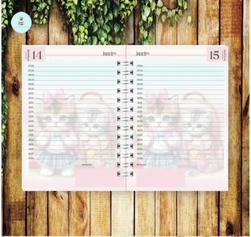 Arquivo Digital Combo Agenda Escolar Gatinho Aquarela 03