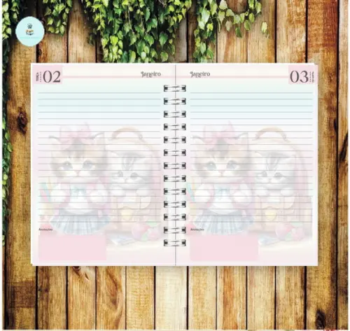 Arquivo Digital Combo Agenda Escolar Gatinho Aquarela 03