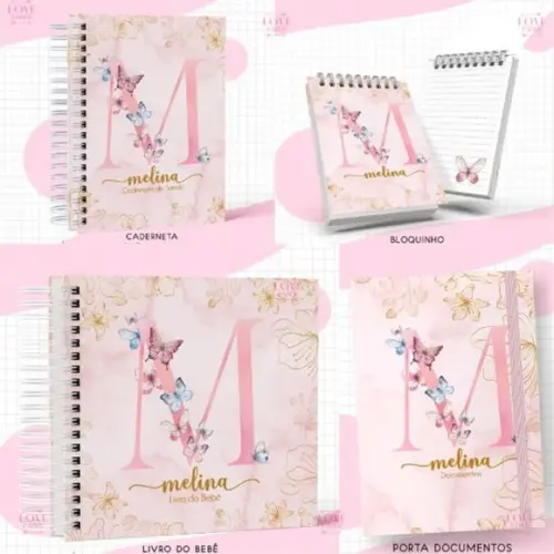 Arquivo Digital Combo Caderneta e Livro Alfabeto Borboleta