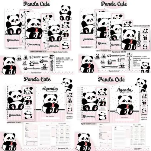 Arquivo Digital Combo Escolar 2025 - Panda Cute