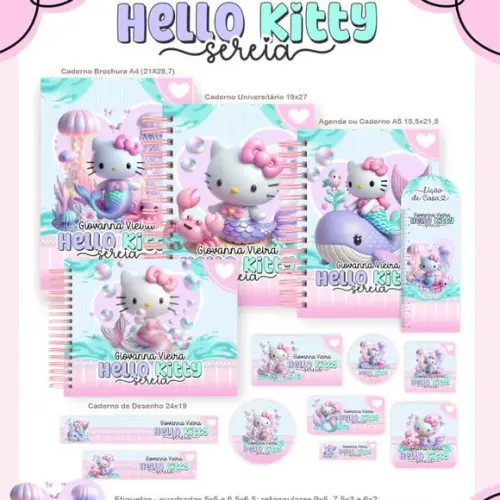 Arquivo Digital Combo Volta às Aulas Hello Kitty Sereia