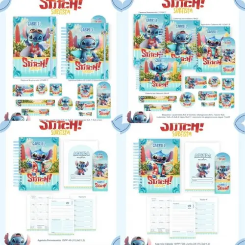 Arquivo Digital Combo Volta às Aulas Stitch Surfista